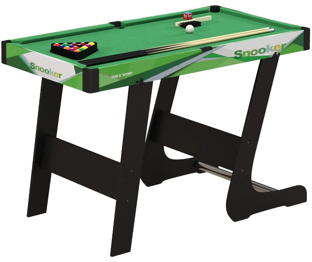 SPORTNOW Mesa de Bilhar Dobrável com Acessórios Inclui 16 Bolas 2 Tacos Giz Triângulo e Escova 104x55,5x68 cm Verde | Aosom Portugal