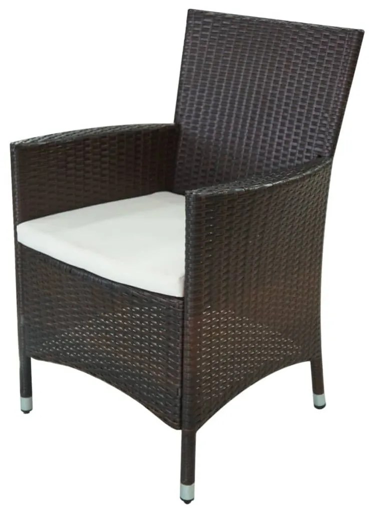 11 pcs conjunto jantar exterior com almofadões vime PE castanho