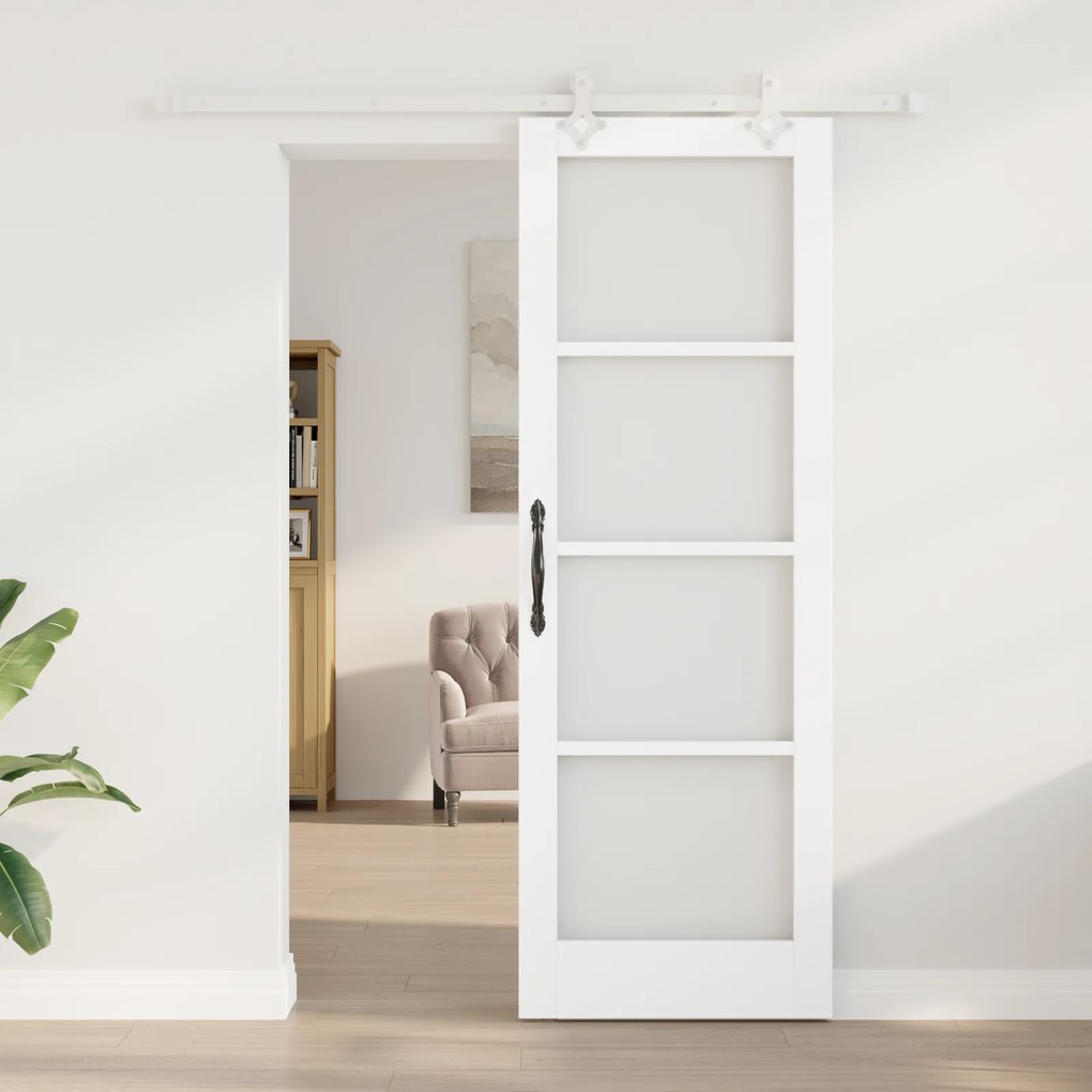 Porta Deslizante vidaXL com Conjunto de Ferragens Branco 73,5x211 cm M