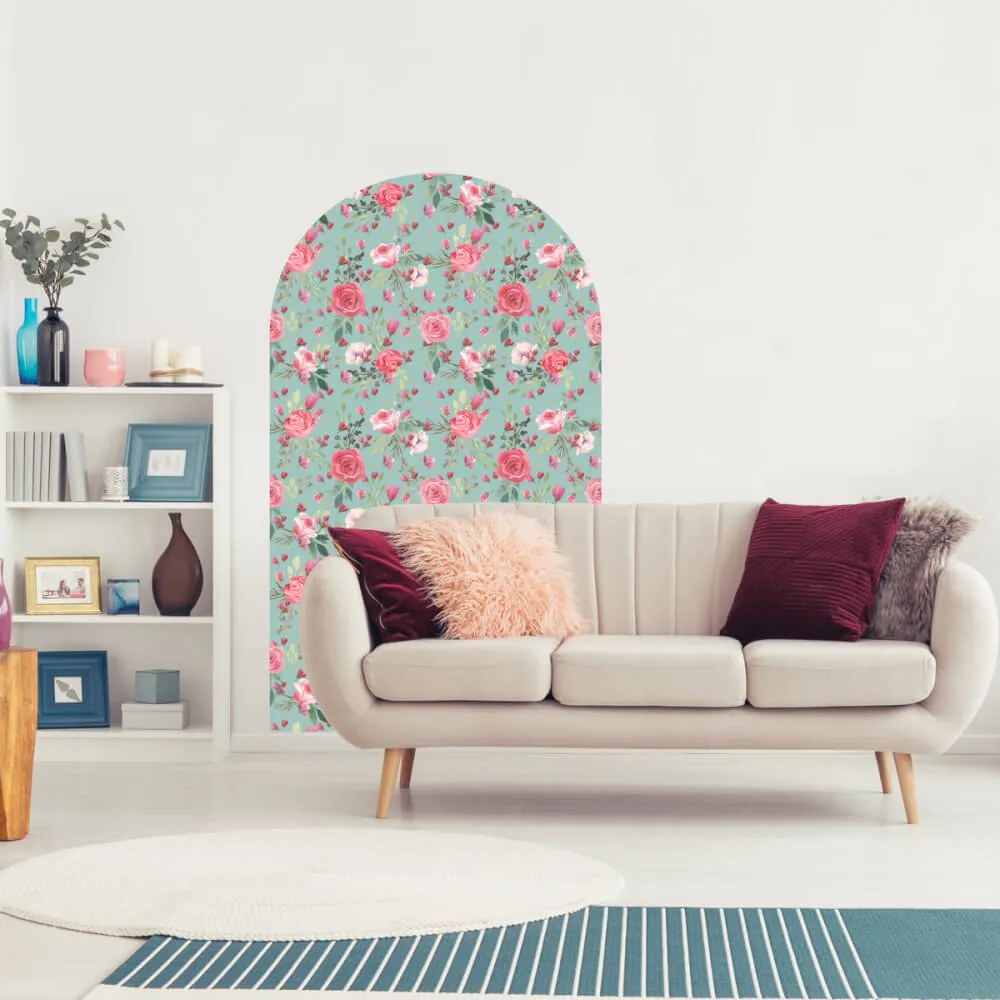 Papel de parede para sala de estar – Arco com padrão floral