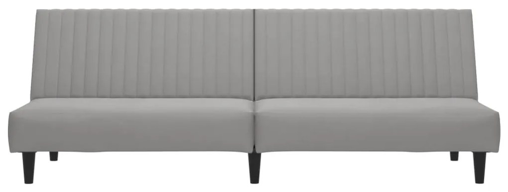 Sofá-cama de 2 lugares veludo cinzento-claro
