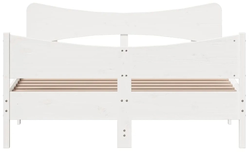 Cama sem colchão 140x190 cm madeira de pinho maciça branco