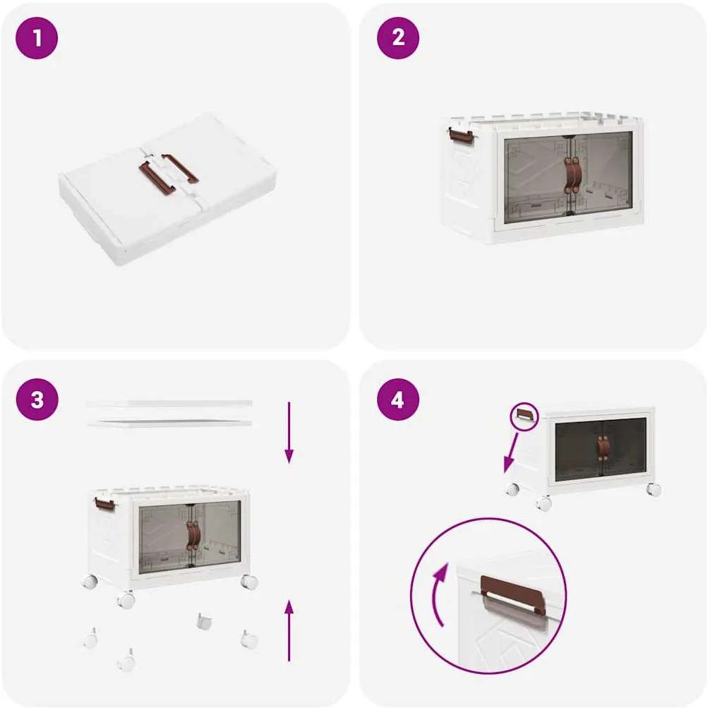Caixa de arrumação empilhável com rodas 75 L 64x40x41 cm