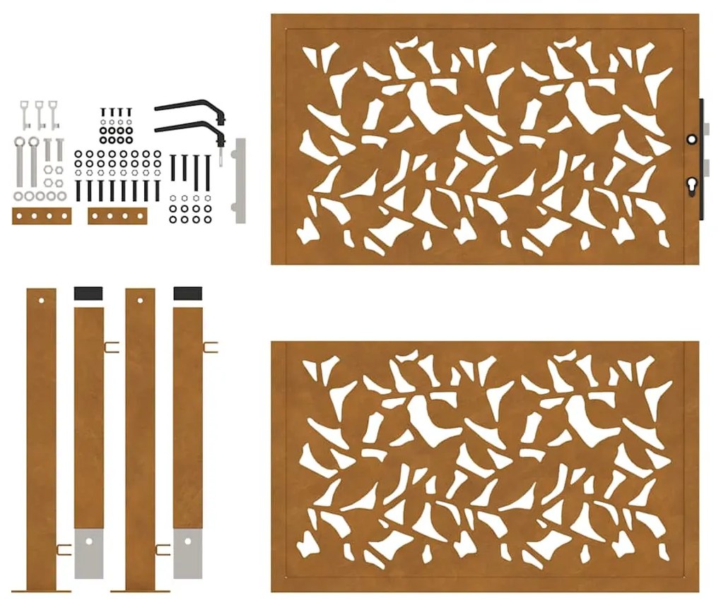 Portão de jardim 105x105 cm design de folha de aço resistente