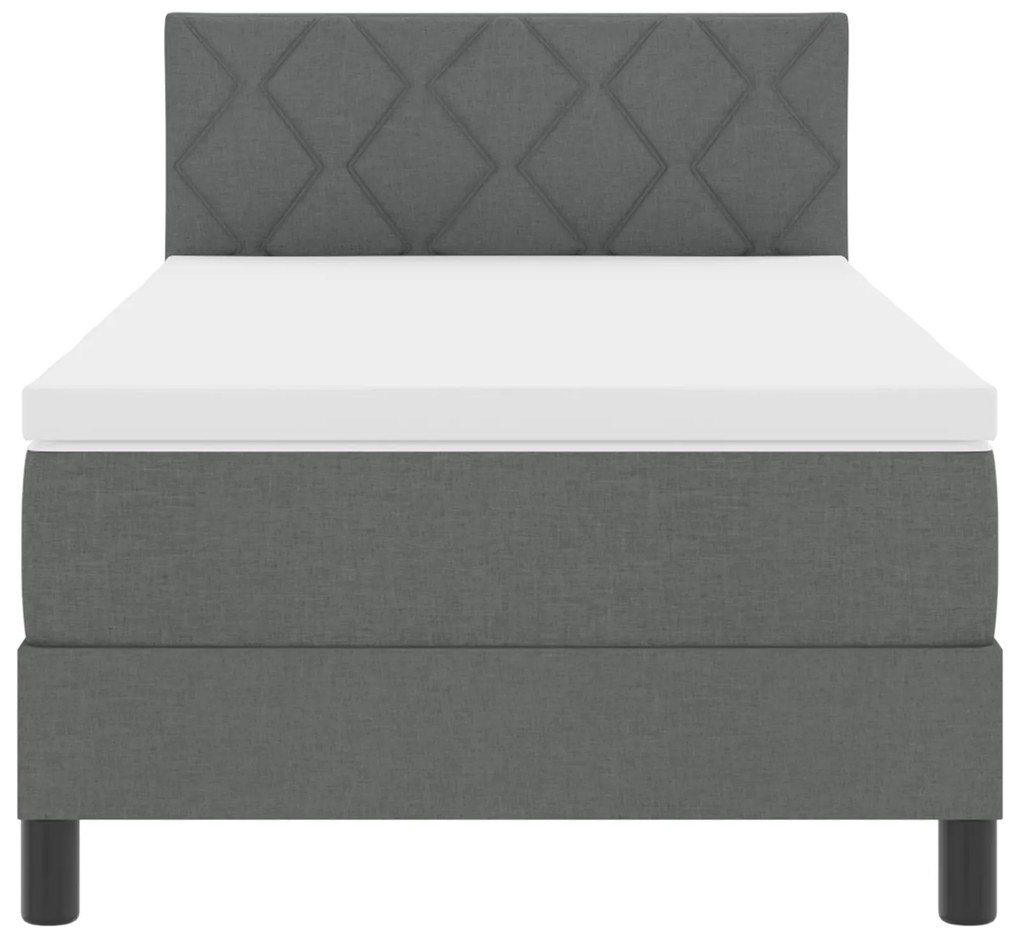 Cama Box Spring com Colchão Cinza Escuro 90x200 cm Tecido