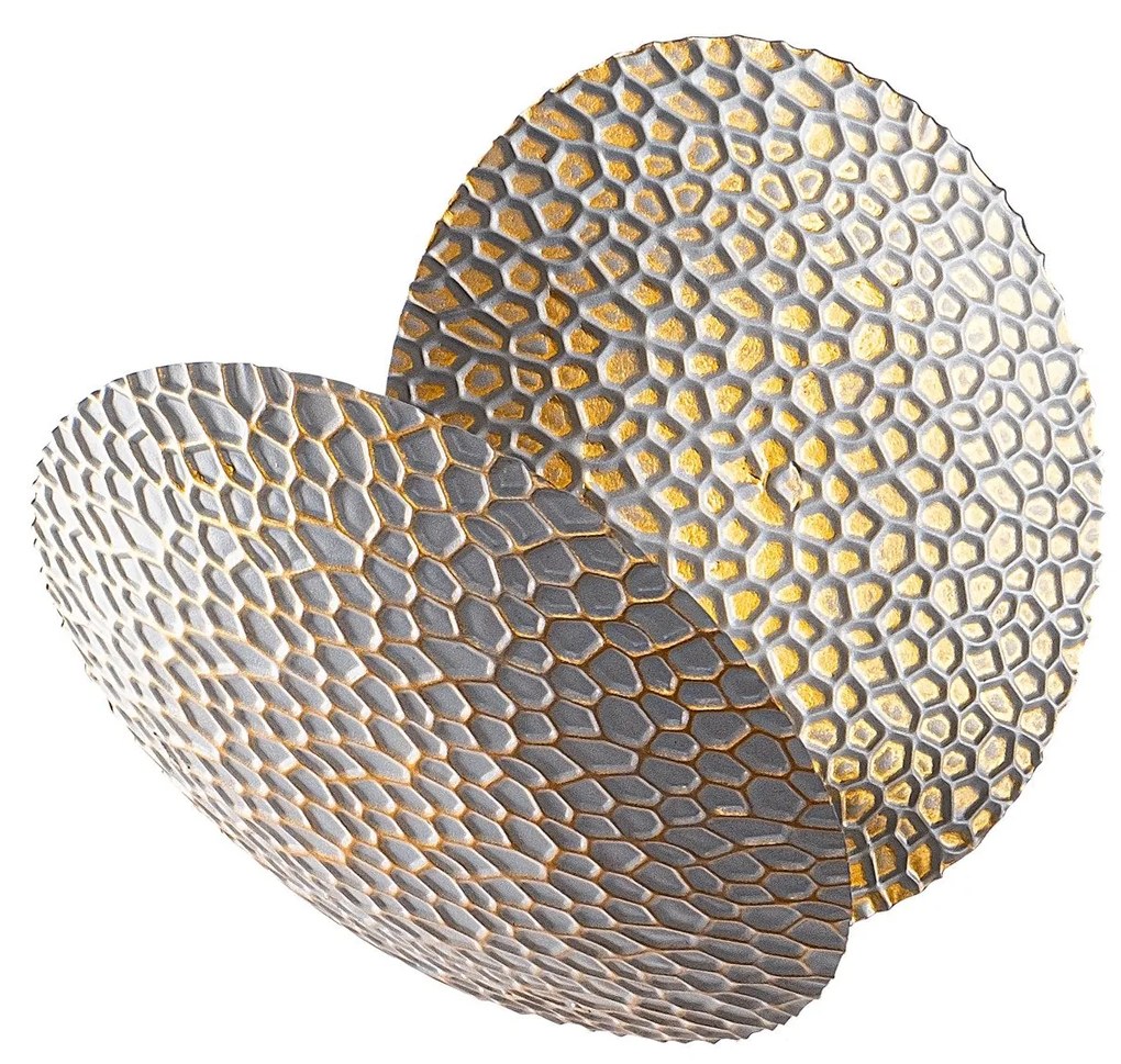 Candeeiro de Parede Yosma - Prateado e Dourado - 21cm x 21cm x 15cm