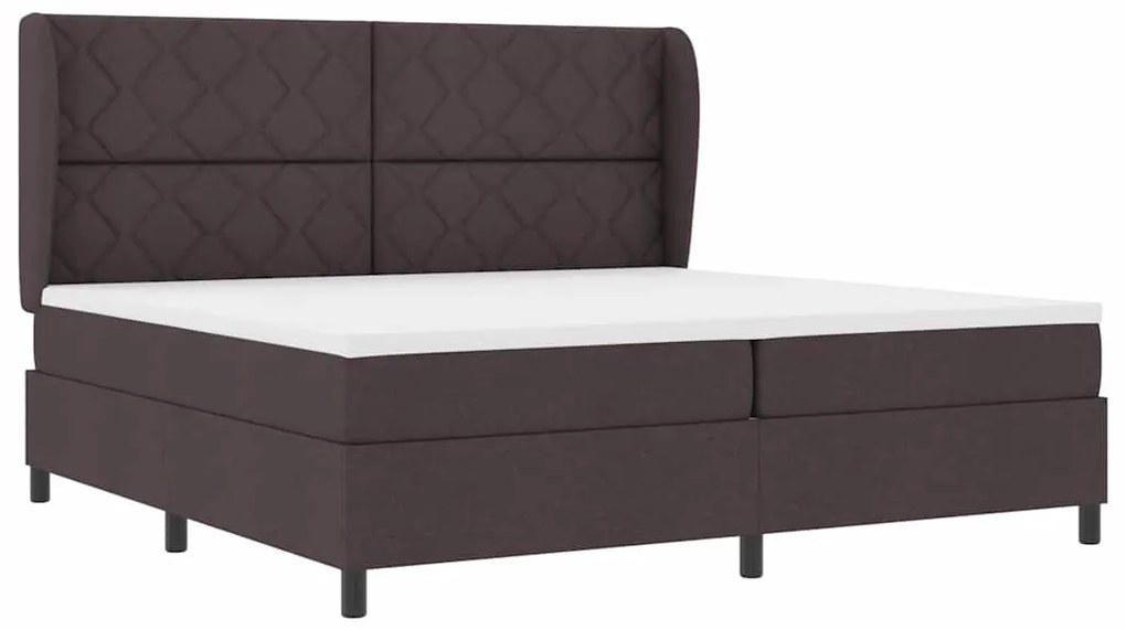 Cama com estrado e colchão em marrom escuro, 200 x 200 cm