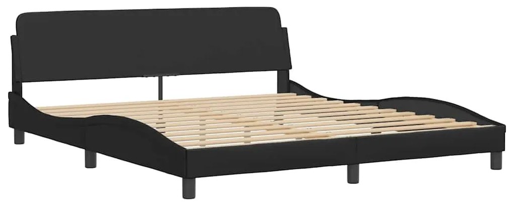 Estrutura de cama c/ luzes LED 180x200cm couro artificial preto