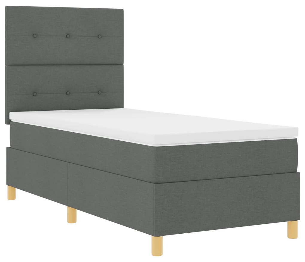 Cama Box com Colchão Cinza Escuro 90x200 cm Tecido