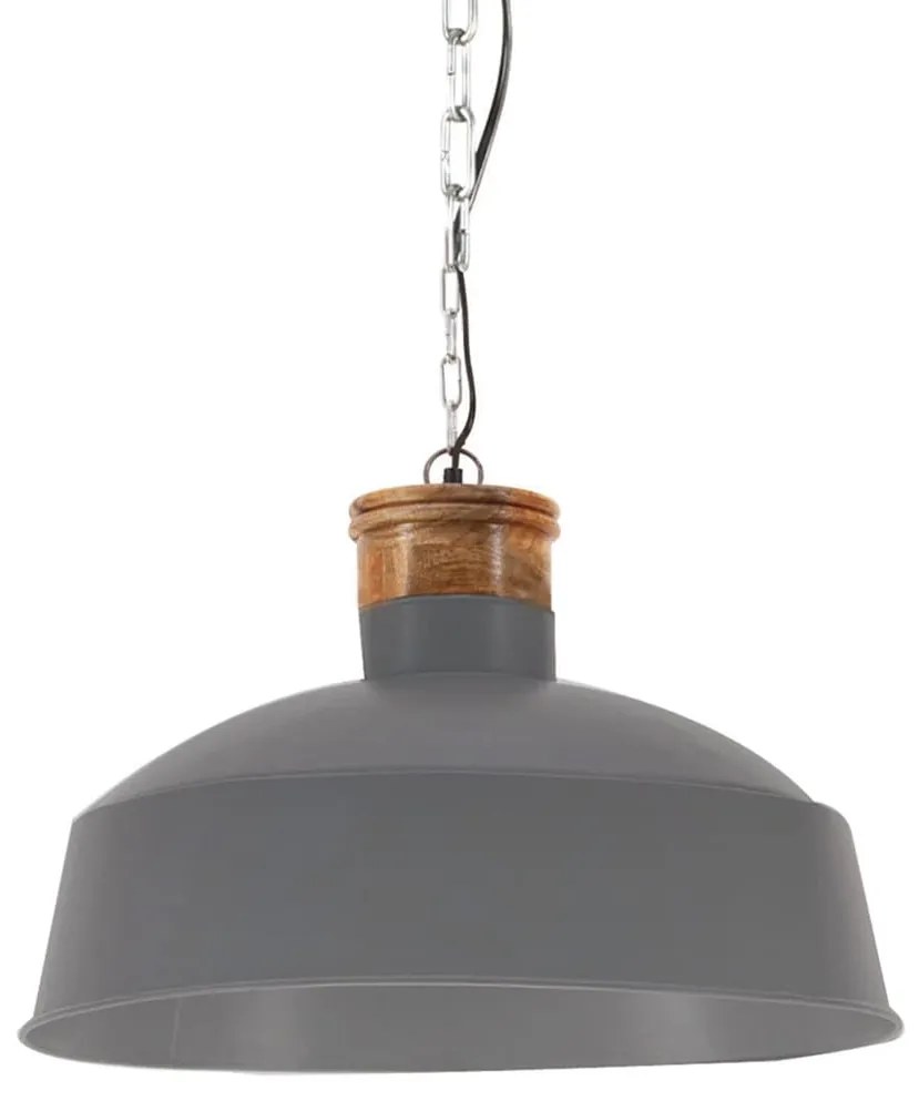 vidaXL Candeeiro suspenso industrial 58 cm E27 cinzento