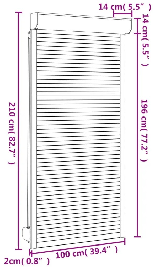 Persiana de enrolar em alumínio 100x210 cm branco