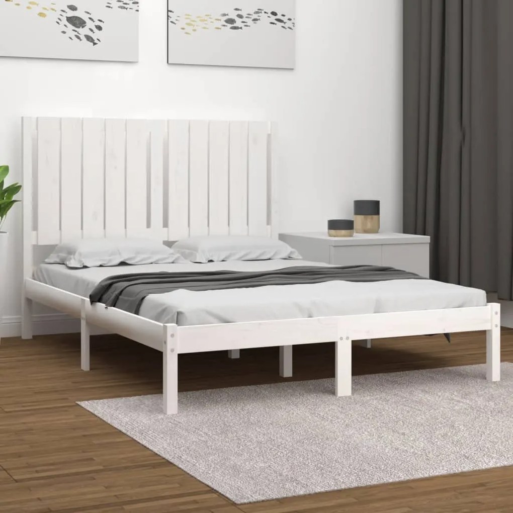 Estrutura de cama 120x200 cm pinho maciço branco