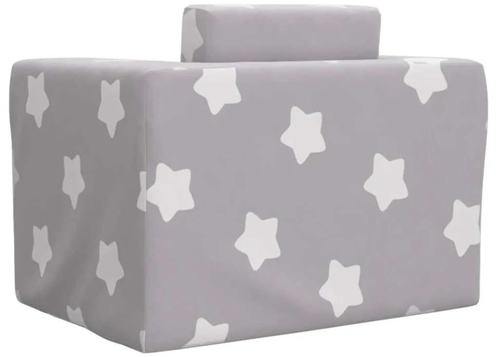 Sofá-cama infantil de c/ estrelas pelúcia cinzento-claro