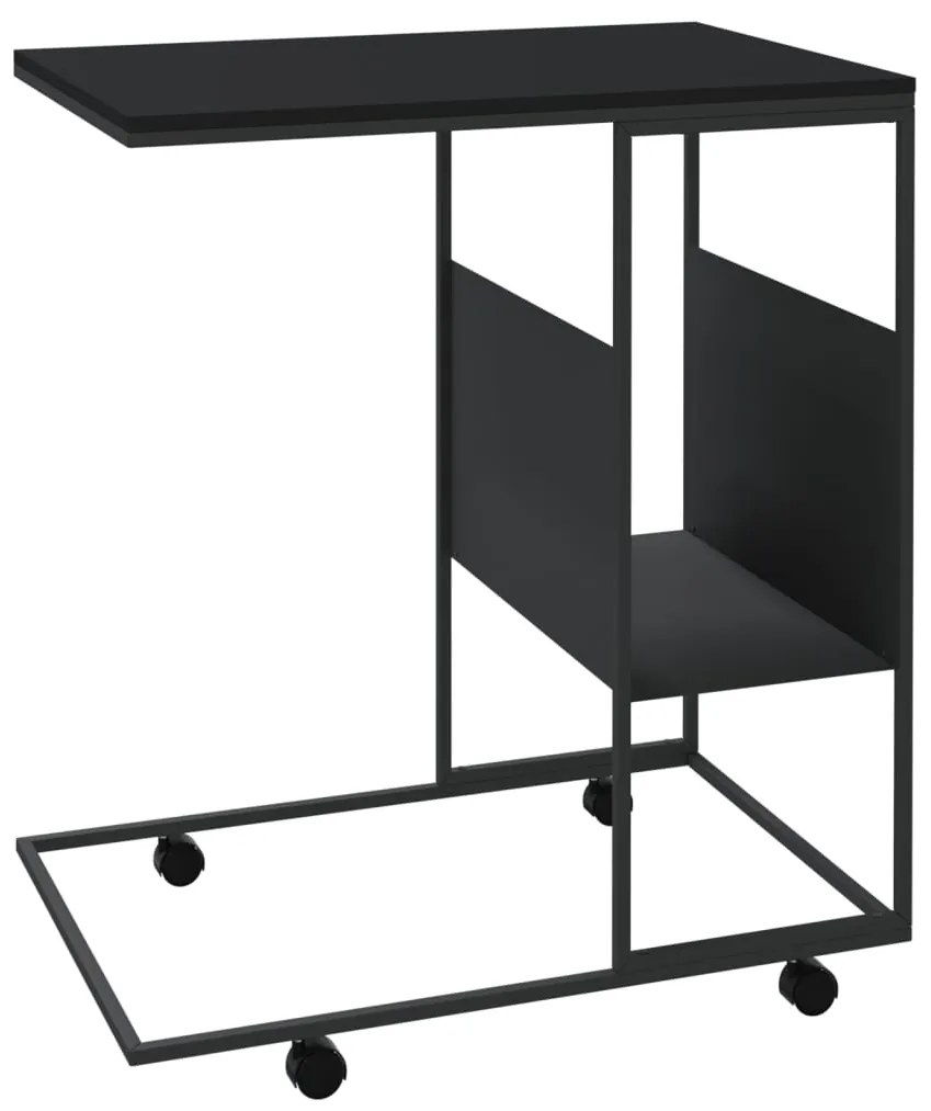 Mesa de apoio c/ rodas 55x36x63,5 cm derivados de madeira preto