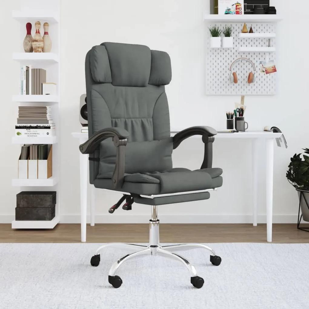 Cadeira massagens escritório reclinável tecido cinzento-escuro