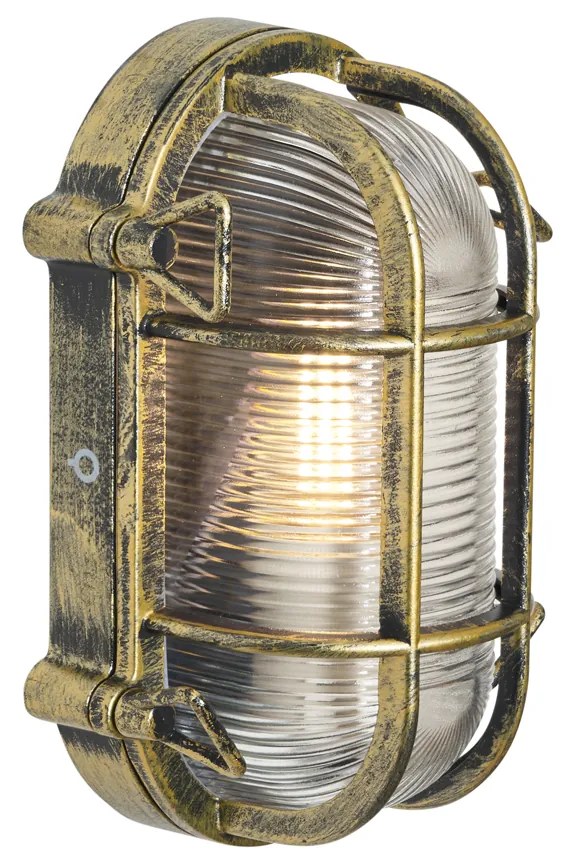 Candeeiro de Parede e Teto Exterior Dourado Antigo 5,2cm Oval IP44 - Noutica Industrial