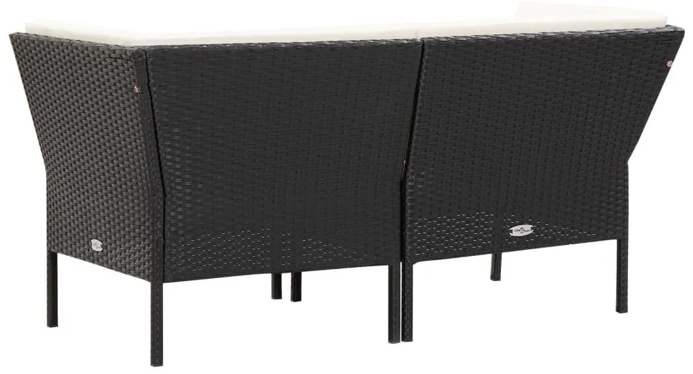 6 pcs conjunto lounge de jardim c/ almofadões vime PE preto