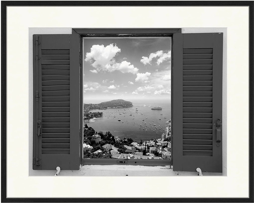 Impressão digital emoldurada Provence Window View