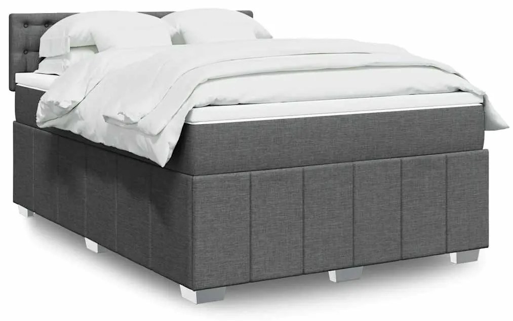 Cama com molas/colchão 140x190 cm tecido cinzento-escuro