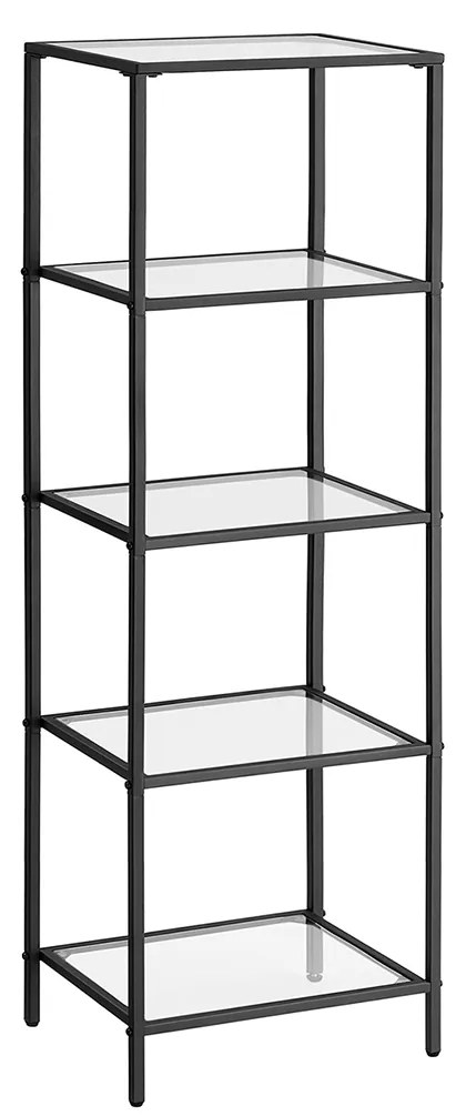 Estante com 5 prateleiras de fácil montagem 30 x 40 x 124,5 cm Preto transparente