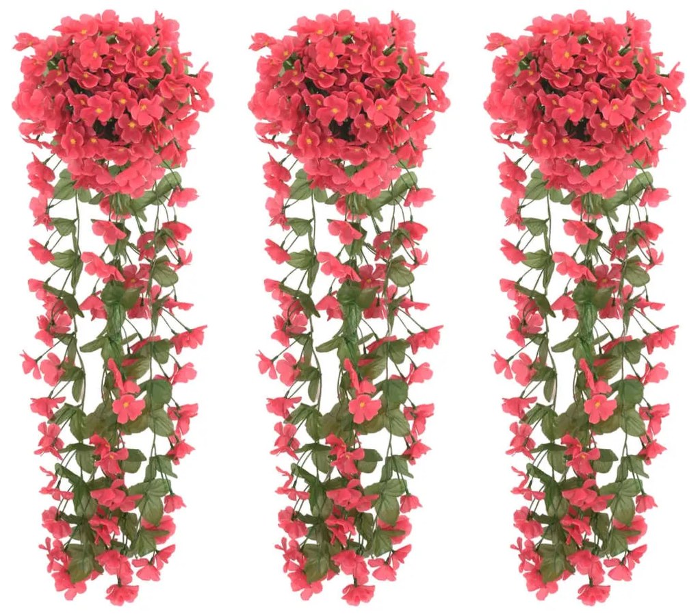 Grinaldas de flores artificiais 3 pcs 85 cm rosa