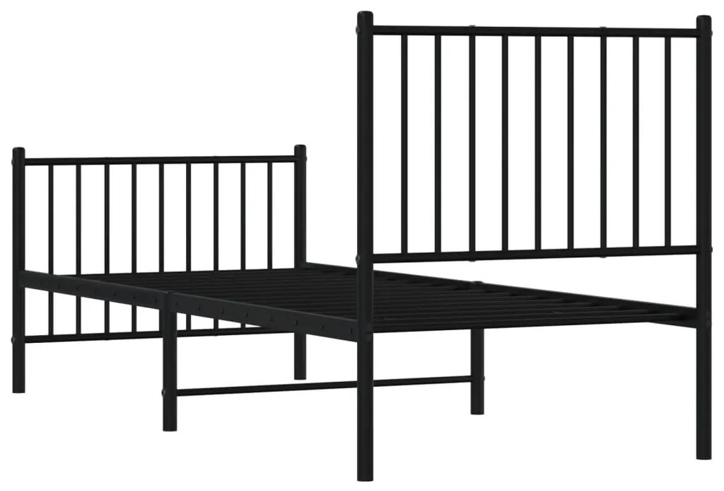 Estrutura de cama com cabeceira e pés 80x200 cm metal preto