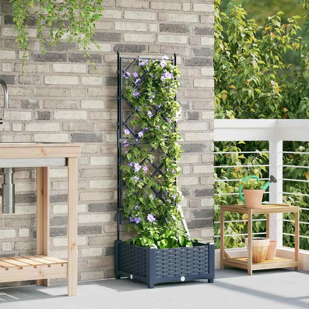 Vaso de Jardim com Treliça Cinza 40x40x125.5 cm