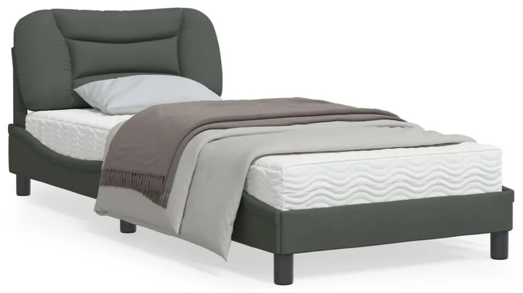 vidaXL Estrutura de cama sem colchão 80x200 cm tecido cinzento-escuro