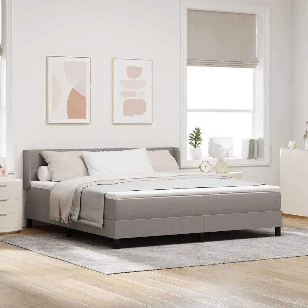 vidaXL Cama Box Cinzento-acastanhado 200 x 180 cm Poliéster