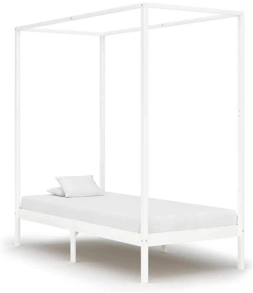 Estrutura de cama com toldo 100x200 cm pinho maciço branco