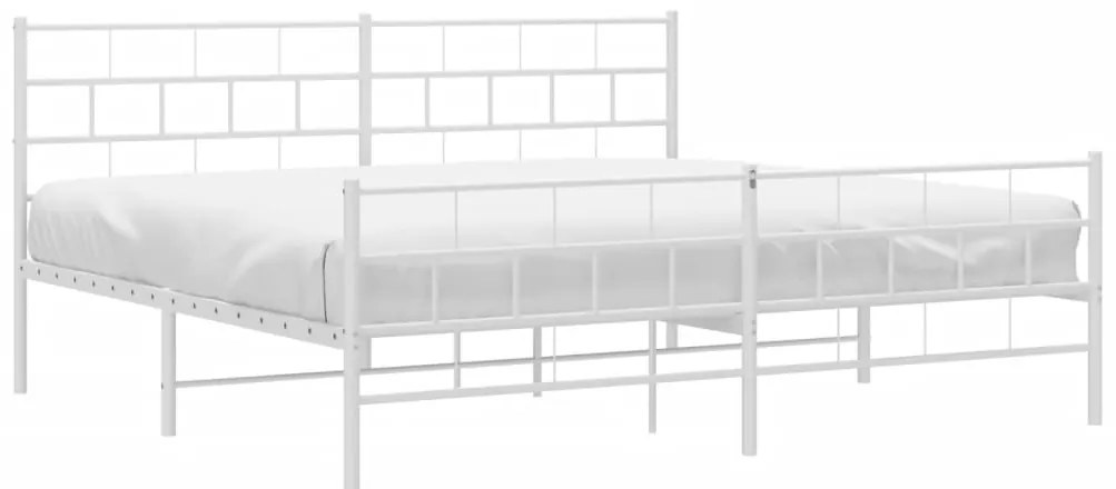 Estrutura de cama com cabeceira e pés 200x200 cm metal branco