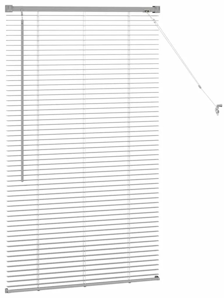 Persiana de Janela com cortinas Manual Prata 80 x 130 cm Alumínio