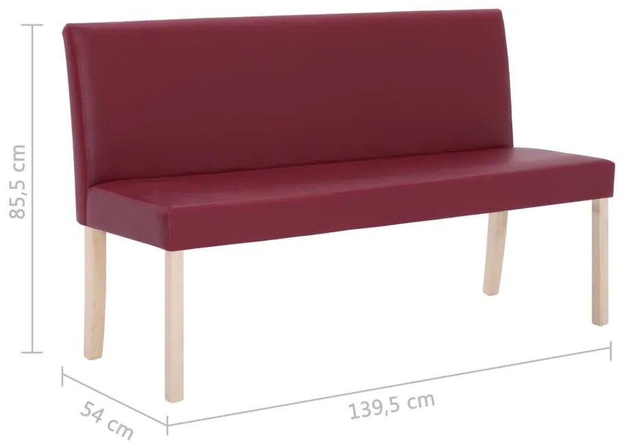 Banco 139,5 cm couro artificial vermelho tinto