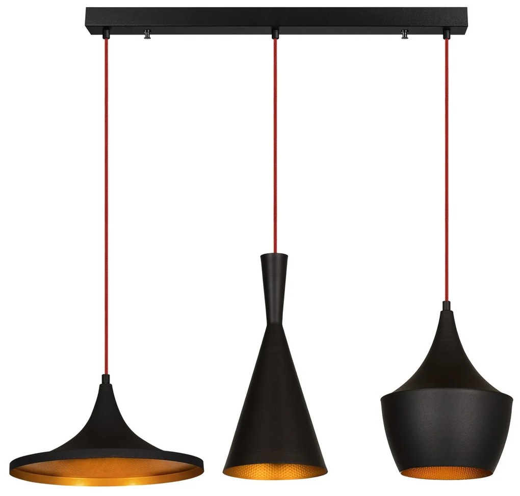 Candeeiro Suspenso Elmas – Preto e Dourado – Diâmetro 80 cm x Altura 1