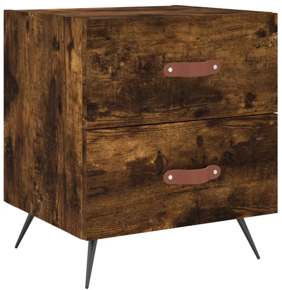 Mesa de cabeceira 2 pcs derivados de madeira carvalho fumado