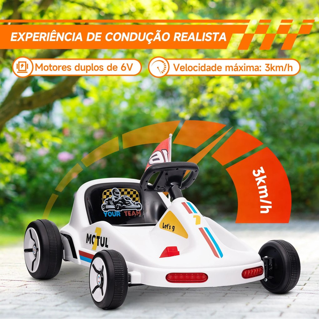 AIYAPLAY Kart para Crianças acima de 3 Anos Kart Elétrico 6V com Músic