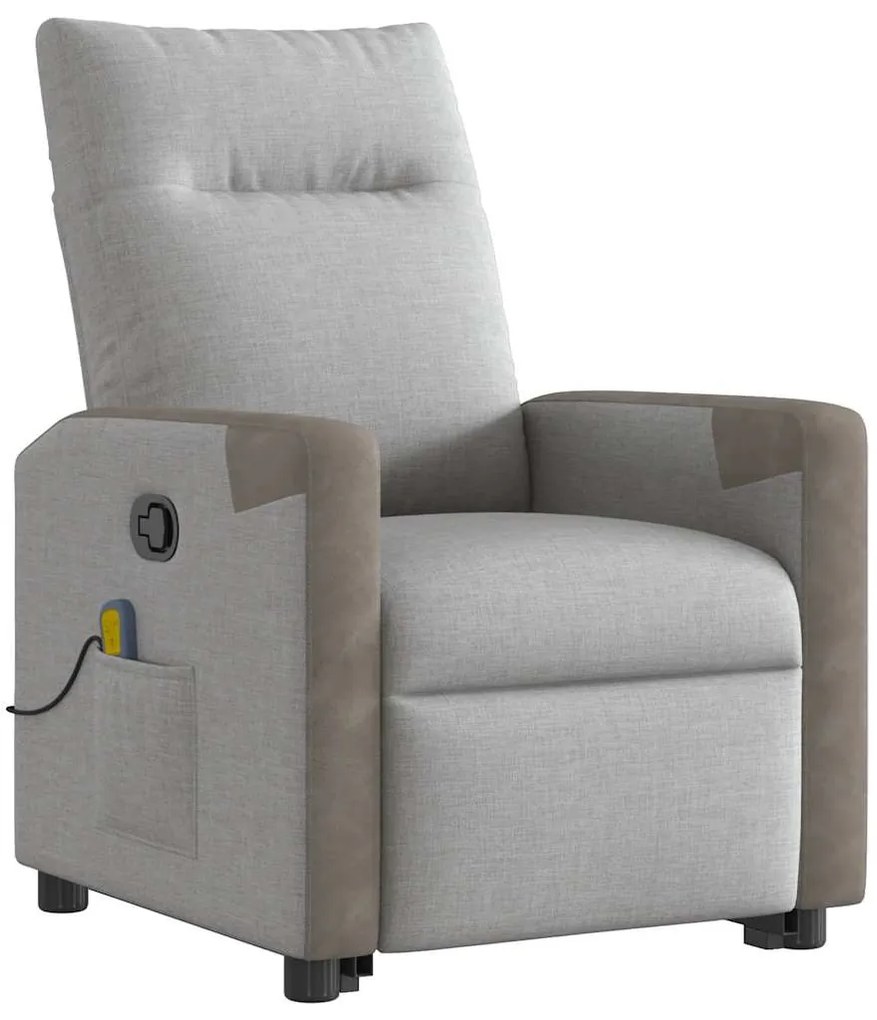 Poltrona elevatória de massagens tecido cinzento-nublado