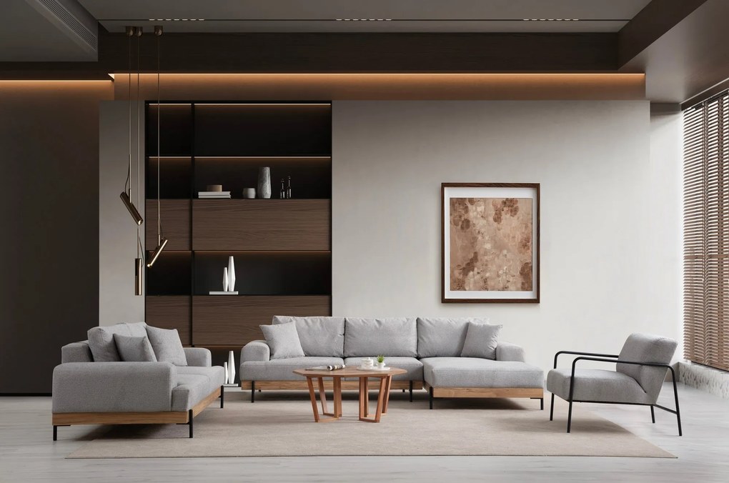 Sofá de Canto Eti – Cinzento – 280 x 170 cm