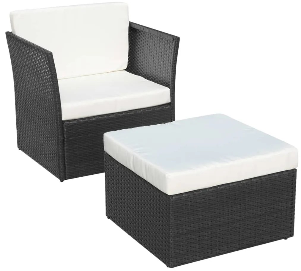 Cadeira de jardim com banco vime preto