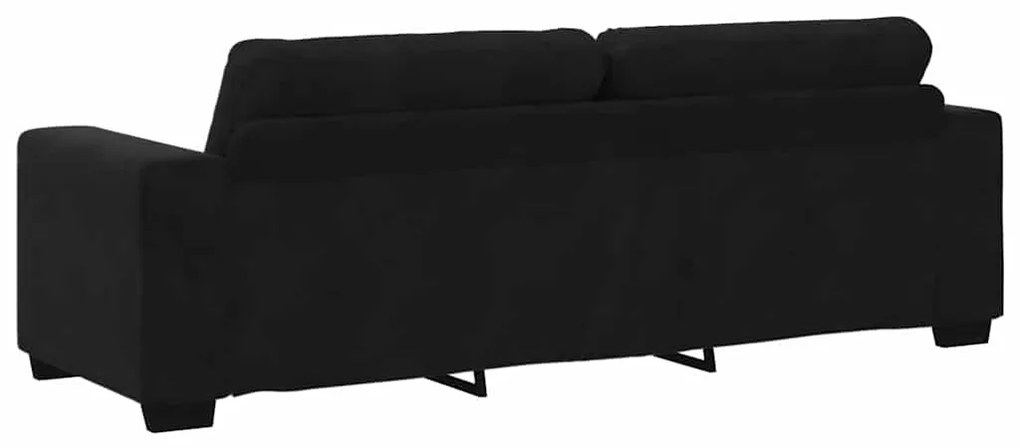 Conjunto de Sofá de 3 Peças com Almofadas em Veludo Preto