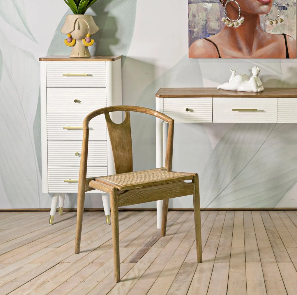 Cadeira Japan - Set 2 Peças – 56x53x76 cm – Madeira e Rattan – Design