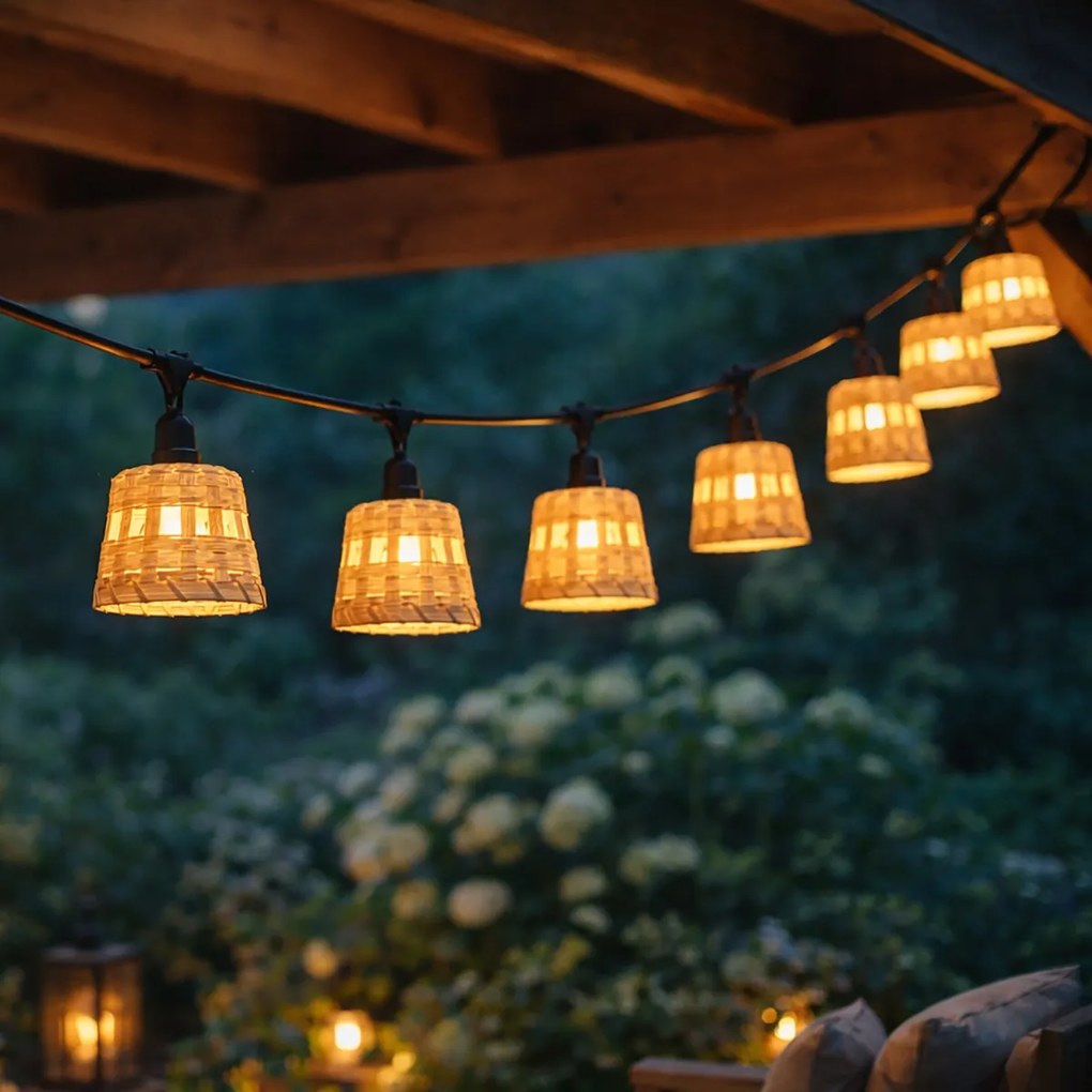 Cordão de luzes de bambu com ficha 8m Incl. LED 10 luzes IP44 - Ibiz