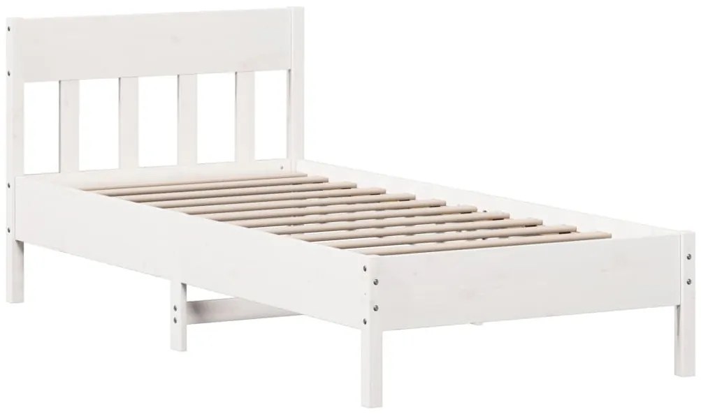 Cama com estante sem colchão 100x200 cm pinho maciço branco