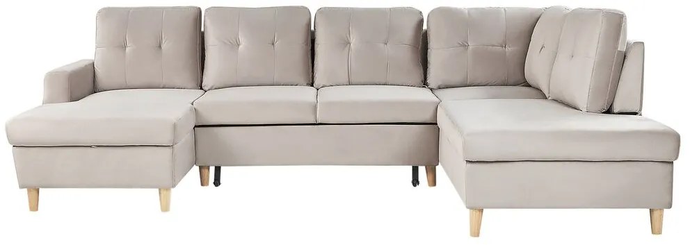 Sofá-cama em veludo creme 4 lugares LERUM Beliani