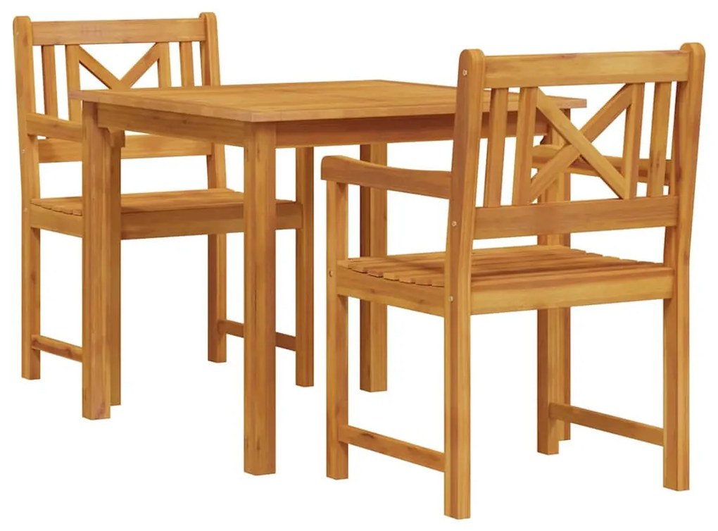Conjunto de Jantar para Jardim em Madeira Sólida de Acácia, 3 Peças.