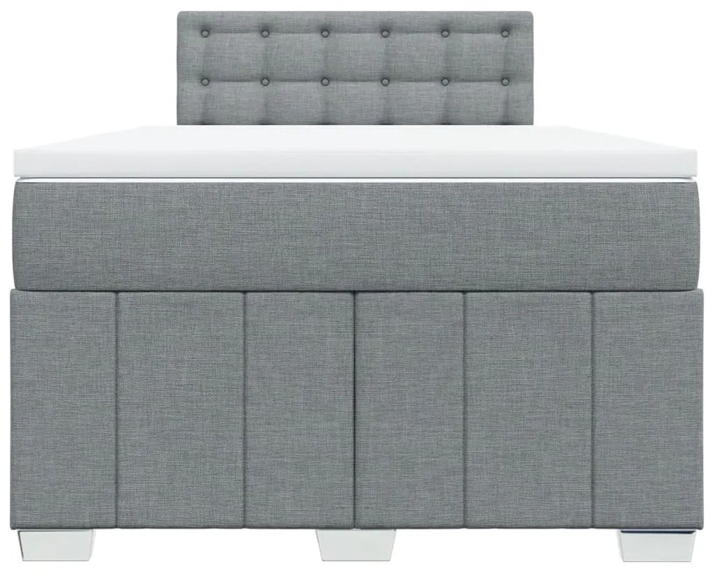 Cama boxspring com colchão 120x190 cm tecido cinzento-claro