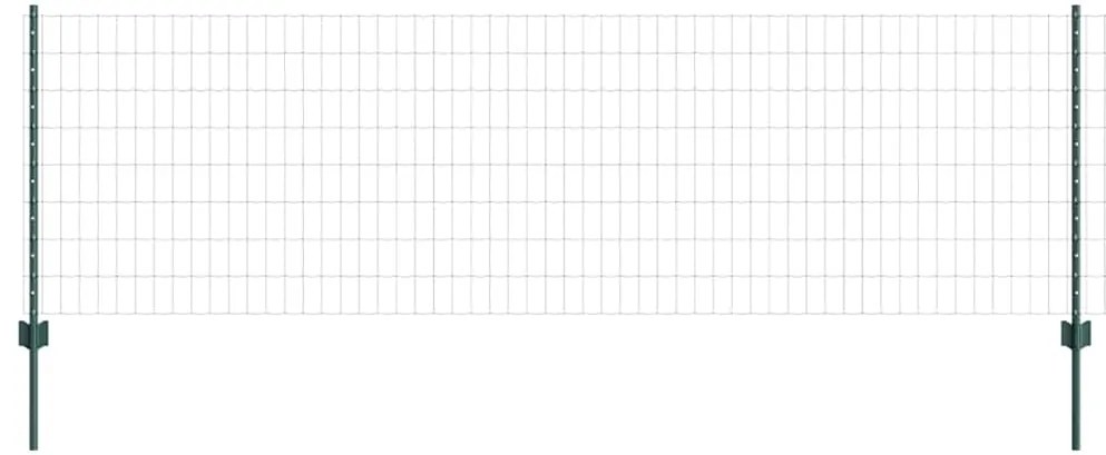 Cerca Europeia com 5 Postes U Verde 0.8x10 m Aço