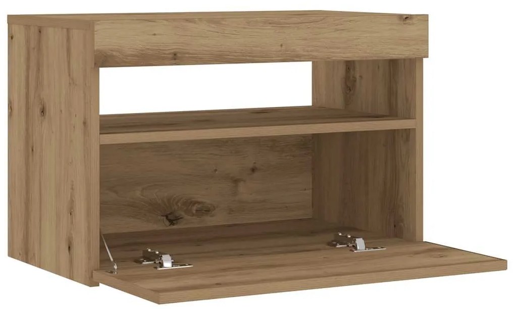 Mesa cabeceira c/ LED derivados de madeira carvalho artisiano