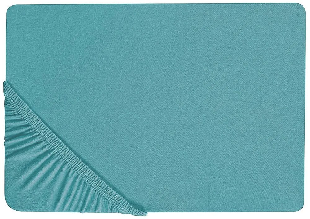 Lençol-capa em algodão turquesa 200 x 200 cm HOFUF Beliani