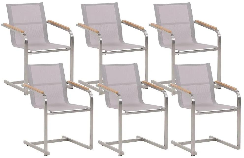 Conjunto de 6 cadeiras de jardim em inox com tela creme COSOLETO Beliani